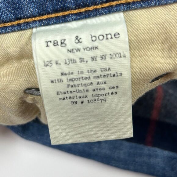 Rag & Bone the Dre Blue Denim & Plaid Flannel Patchwork Jeans Tapered Leg sz 26 - Picture 14 of 15